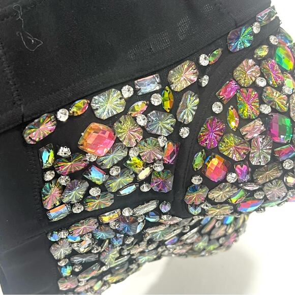 AB Rhinestone Encrusted Corset Bra Bustier Crop Top EDC RAVE FUN FESTIVAL FLIRTY - Picture 8 of 10